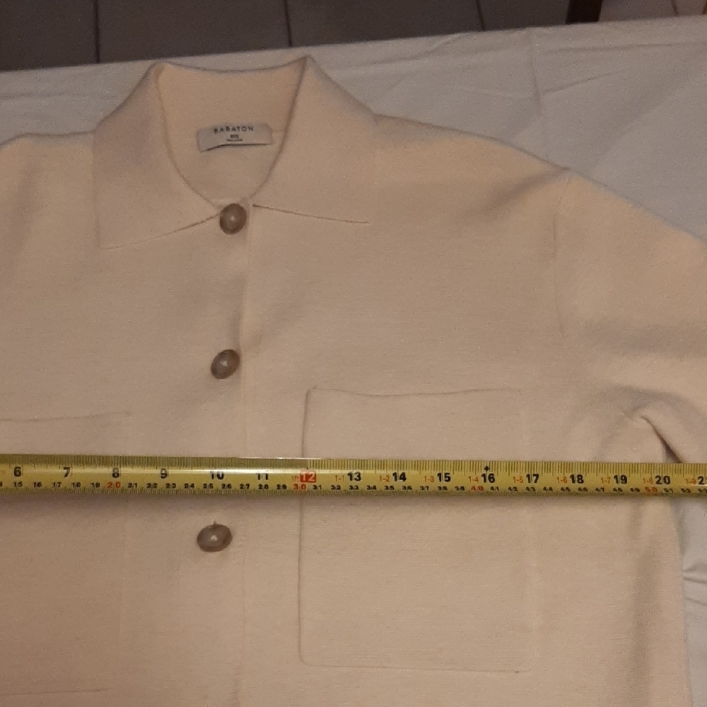 BABATON💝NWOT Cream Longline Button-Front Knit Jacket VERY OVERSIZED Sz S - Picture 10 of 12